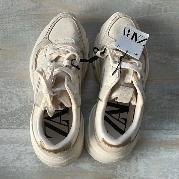 Zara Cream Women's Sneakers - Picture 5 of 7